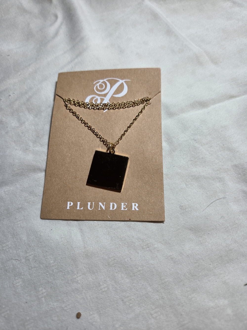 Plunder Gold Necklace with Square Pendant